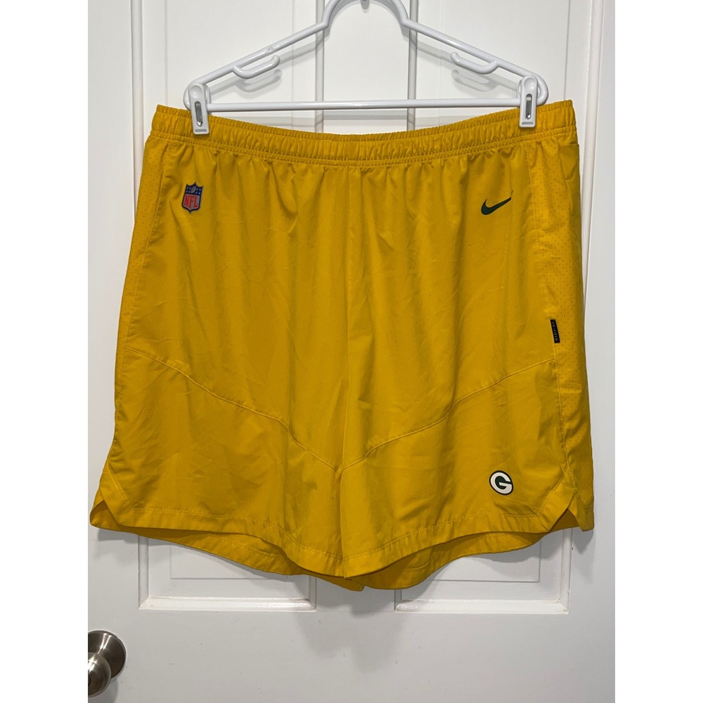 Nike Green Bay Packers Mens 3XL Gold Dri-FIT On-Field Sideline Training Shorts